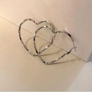 Silver Heart Hoop Earrings